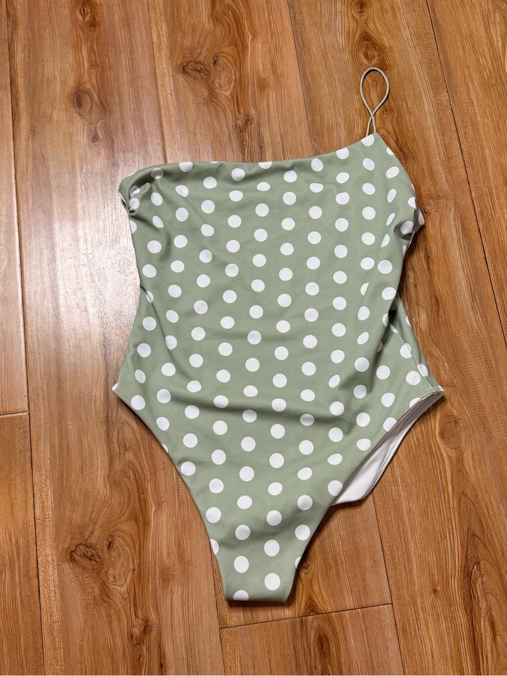 One-Piece Swimsuit in Sage Green Polka Dot